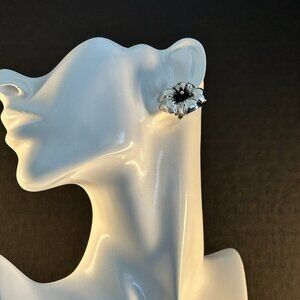 🌺 DDD Mexico 925 Sterling Silver Floral Clip-On Earrings | Vintage Statement